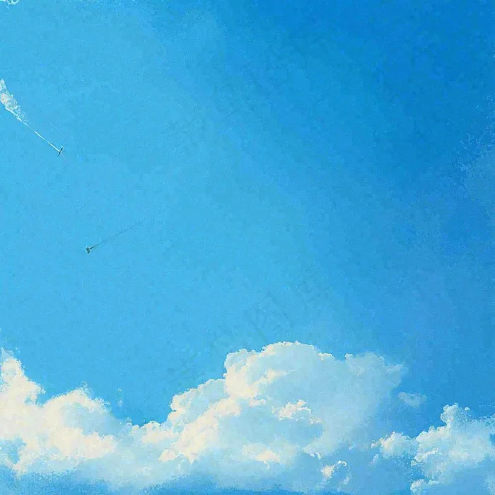 蓝色天空白云简约摄影图(1024x1024)