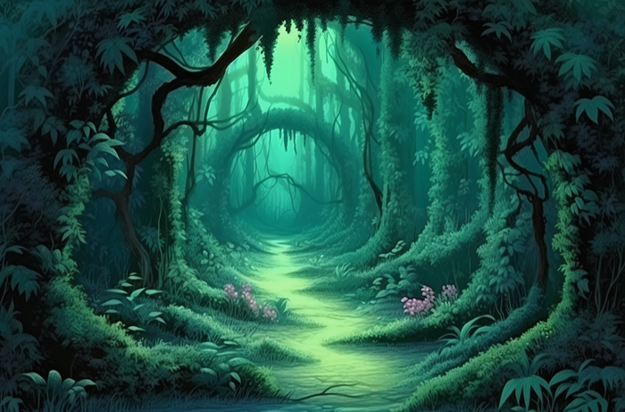 幽暗玄幻的森林插画背景(4080x2688)