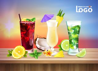 鸡尾酒设计海报矢量图