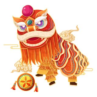 新年春节虎年元宵手绘人物舞狮卡通狮子头插画元素PSD设计素材 新年春节虎年元宵手绘人物舞狮卡通狮子头插画元素PSD设计素材