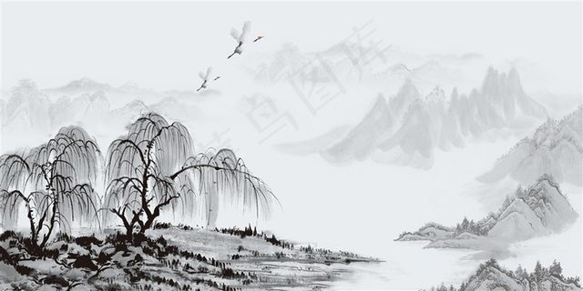 中国风水墨画banner背景