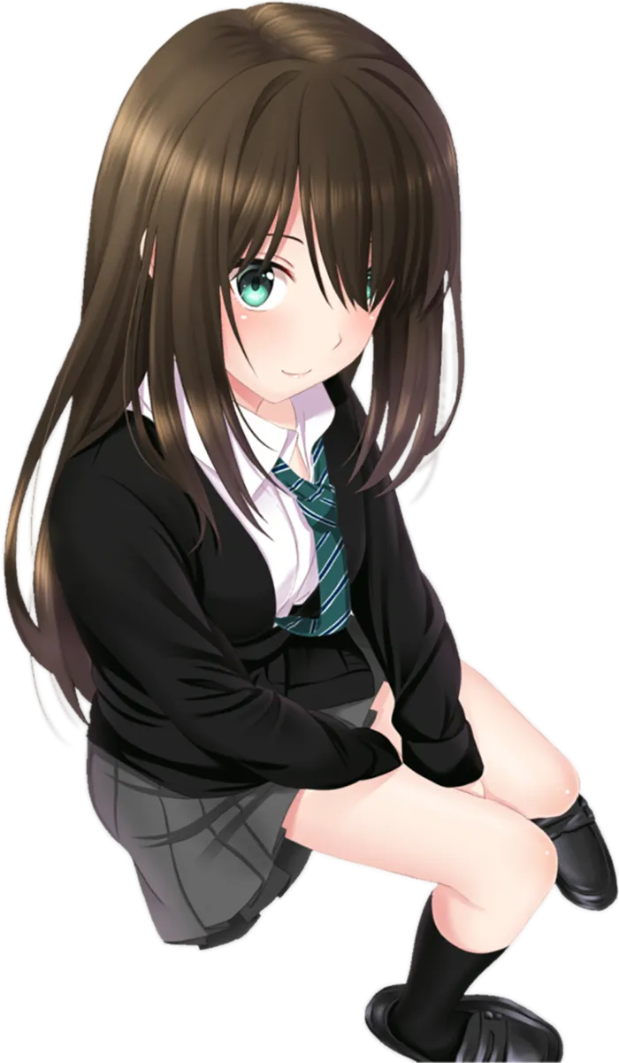 女孩坐姿素材卡通长发人物