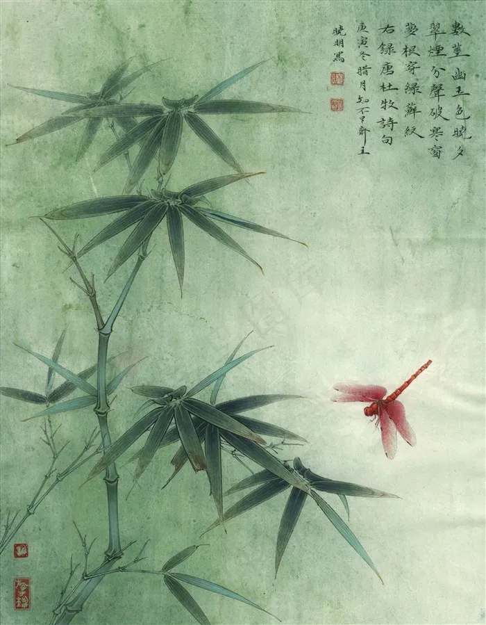 竹子小鸟工笔画