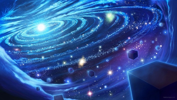 蓝色大气璀璨星空摄影图
