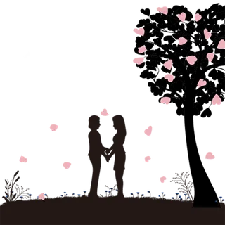 爱情情侣剪影