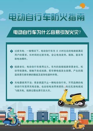电动自行车防火指南海报
