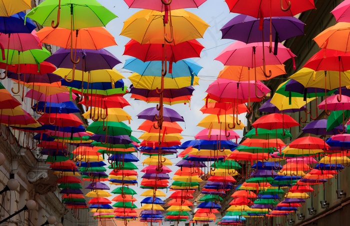 七彩小雨伞风景图片