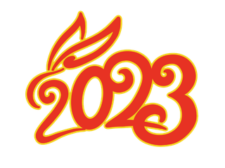 卡通手绘2023兔年创意数字字体贴纸兔年新年PNG素材兔年新年兔子免扣