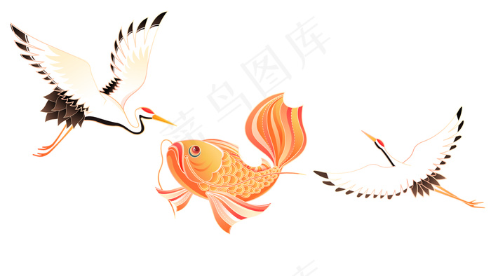 仙鹤与锦鲤(1920x1080)psd模版下载