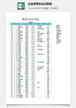 企业费用支出记录表excel模板