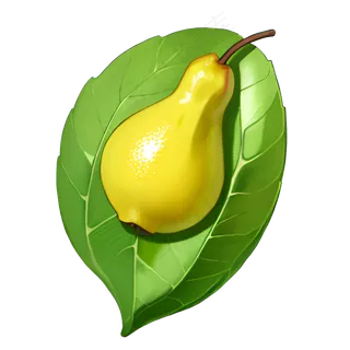 黄色绿色免抠手绘素材PNG成熟的梨