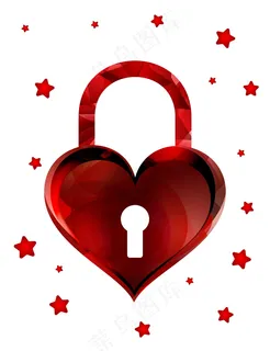 红色爱心创意挂锁图片