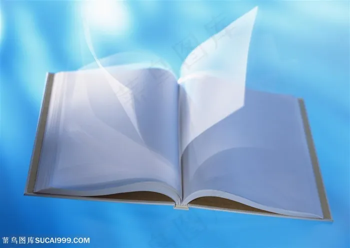 纸张特写-摊开的硬壳本翻动着内页