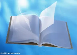 纸张特写-摊开的硬壳本翻动着内页