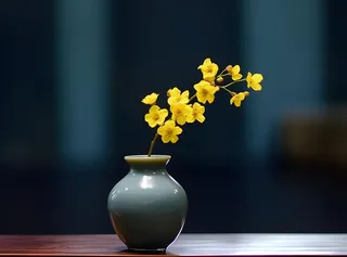 花瓶黄色花朵古典背景