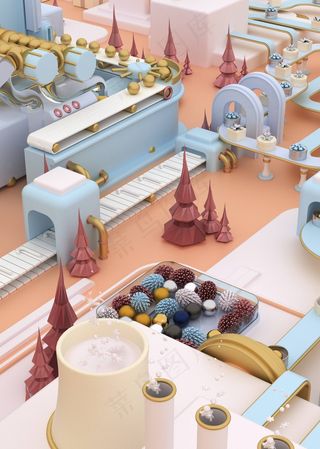 圣诞节3D建模礼品工厂