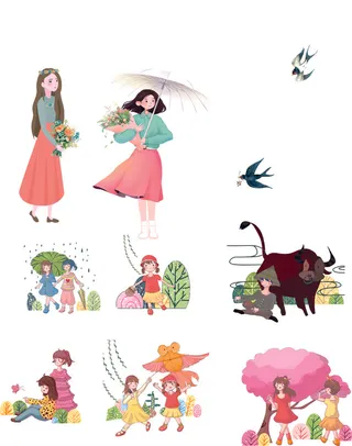 春季卡通人物素材