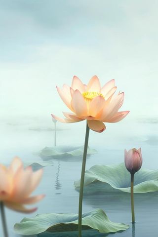 简约雾面荷花池塘背景