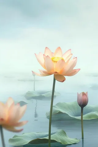 简约雾面荷花池塘背景