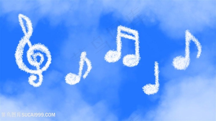 手绘天空中的音符