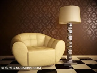 房地产素材沙发和落地灯高清图