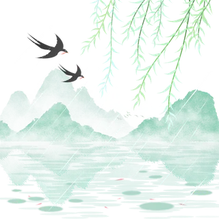 清明元素古风中式清明节山水画中国风