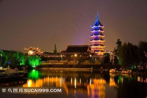苏州盘门夜景摄影素材