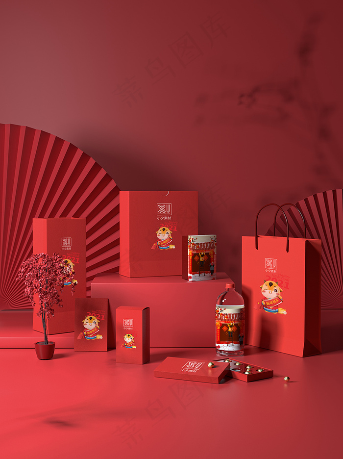 唯美国潮风中式春节智能贴图样机