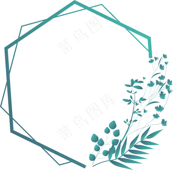 几何卡通花草边框图片(6319x6200)