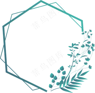 几何卡通花草边框图片