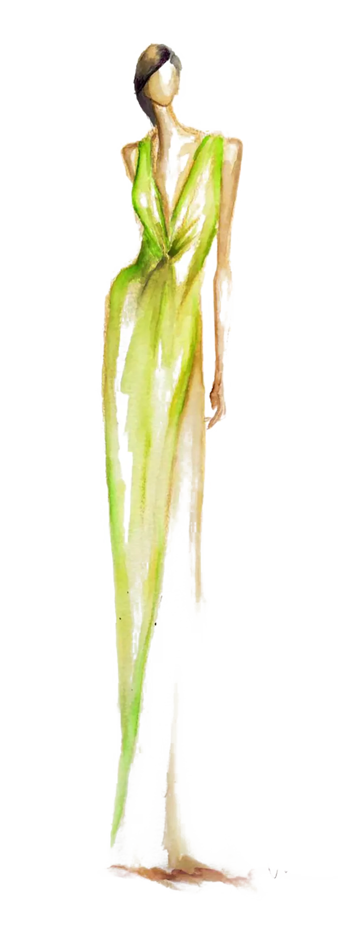 女子水墨水粉