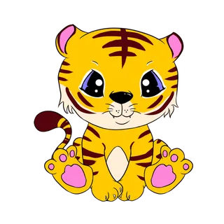 卡通小老虎PNG免抠插画素材可爱动物老虎插画贴图PNG免抠设计素材