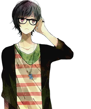 眼镜男孩简笔卡通素材