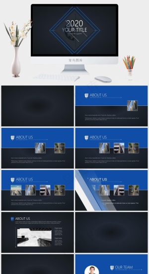 灰色简洁高冷硬朗PPT模板预览图