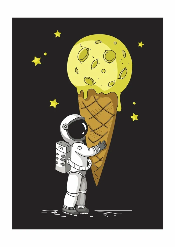 月球雪糕甜筒宇航员太空人星星cdr矢量模版下载