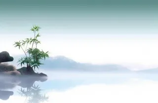 中国山水竹子水墨画绿色背景