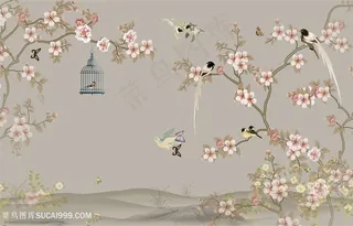 工笔花鸟风景图片