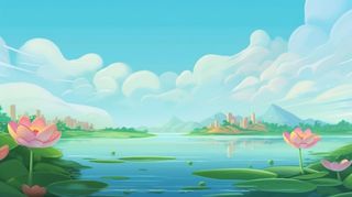 荷花水池清新背景