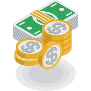 金币和纸币堆装饰元素