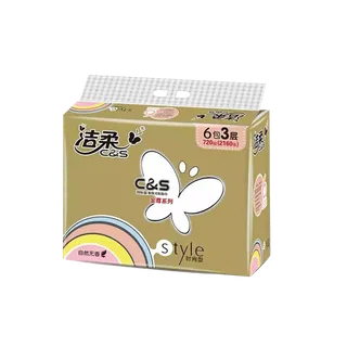 洁柔抽纸 金尊3层120抽面巾纸x6包 无香(金色尊贵 ）超市商品白底图免抠实物摄影png格式图片透明底