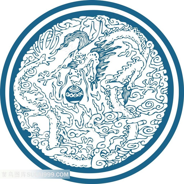 圆形龙纹戏珠图案