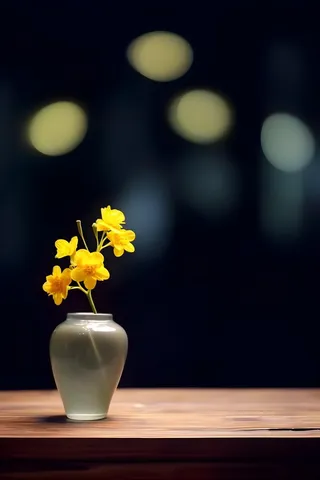 花瓶黄色花朵古典背景