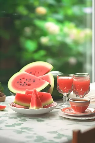 夏天西瓜饮料清新背景