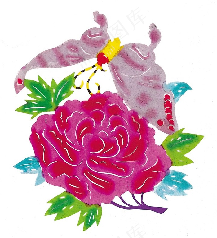 剪纸蝴蝶和花朵图片