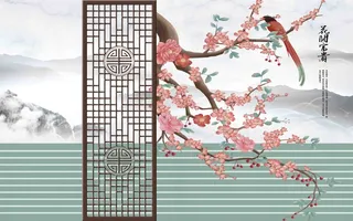 新中式花鸟背景墙