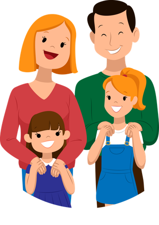 一家四口卡通