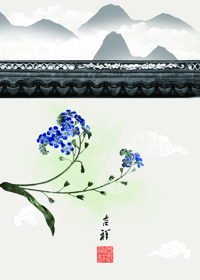 中国风国潮新中式PSD客厅龙纹图案故宫晶瓷轻奢芯画挂画素材设计