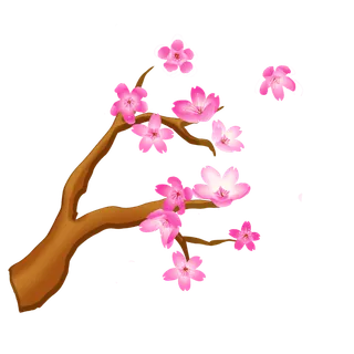 春天浪漫粉红色樱花手绘樱花梅花桃花花朵图片PNG免扣素材