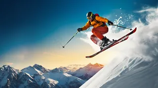 冬季滑雪极限运动摄影图