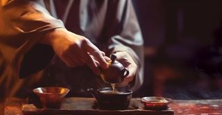 泡茶实物场景摄影背景